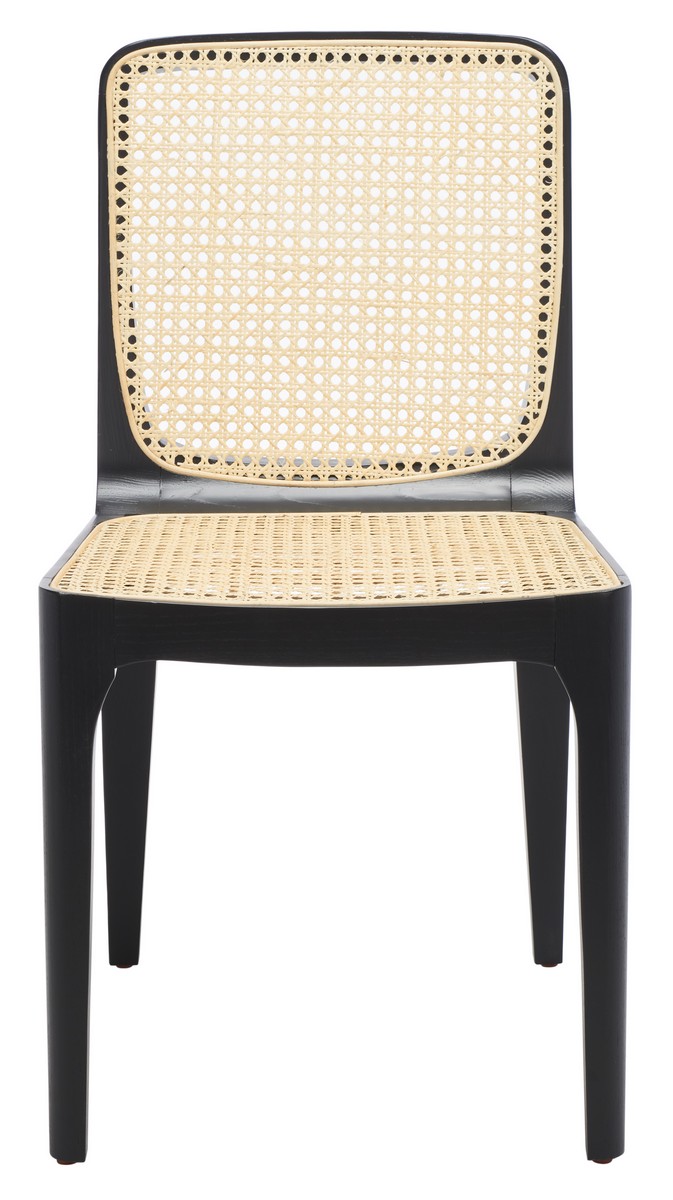 Safavieh SFV4130A-SET2 Frank Rattan Dining Chair&#44; Black & Natural