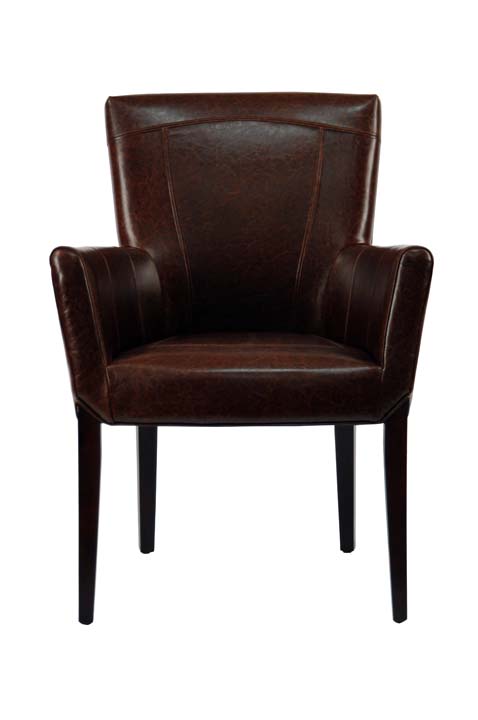 Safavieh HUD8201A Safavieh Ken Brown Leather Arm Chair