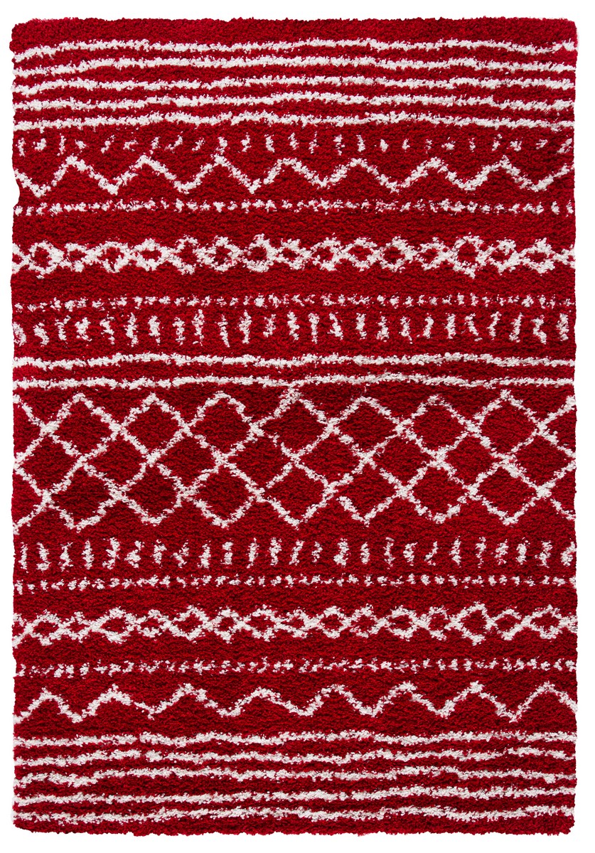 Safavieh ASG741Q-5 Arizona Shag Power Loomed Rectangle Area Rug&#44; Red & Ivory - 5 ft.-1 in. x 7 ft.-6 in.