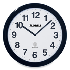 Lorell LLR60997 Wall Clock- 12in.- Arabic Numerals- White Dial-Black Frame