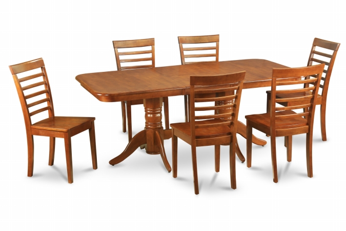 GSI Homestyles 9PC Dining Set with Napoleon table featured 17 in. butterfly leaf and 8 Milan wood seat chairs