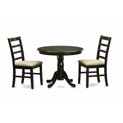 East West Furniture ANPF3-CAP-C 3 Piece Small Kitchen Table and Chairs Set-Round Kitchen Table and 2 Kitchen Chairs
