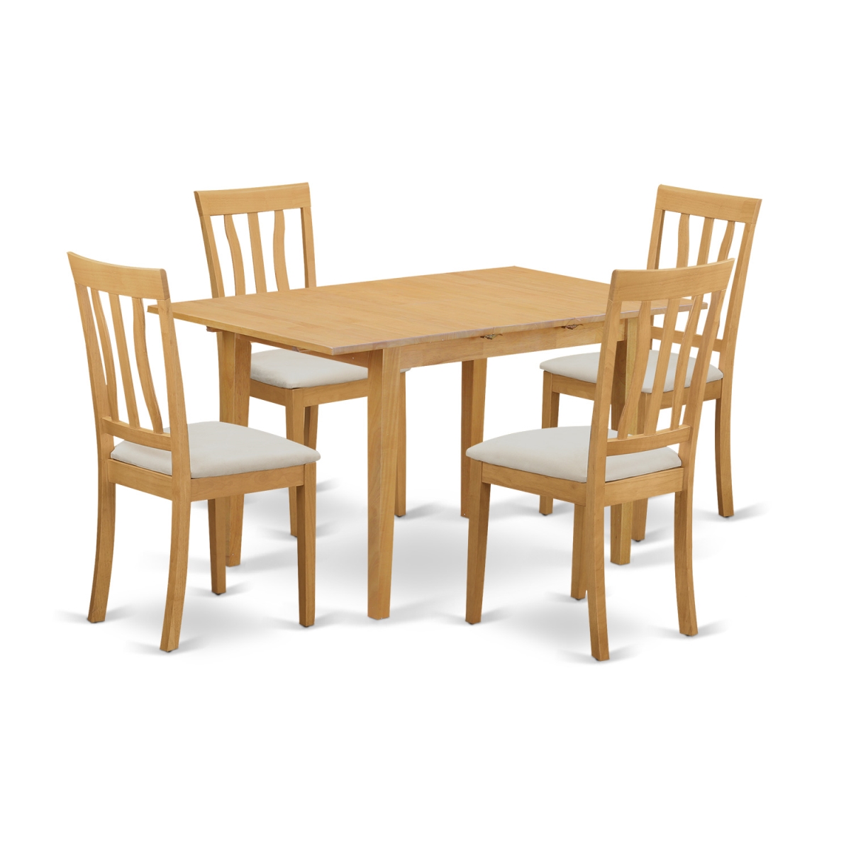 East West Furniture NOAN5-OAK-C Dining Room Kitchen Dinette Table & 4 Chairs, Oak