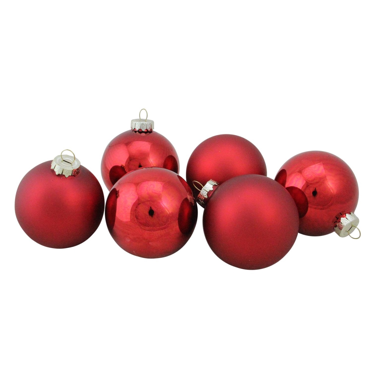 Northlight 32627436 3.25 in. Glass Ball Christmas Ornament Set, Red - 6 Piece