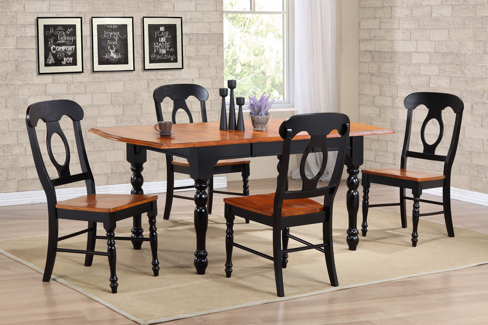 Fine-line Drop Leaf Extension Dining Table Set with Napoleon Chairs 5 Pieces