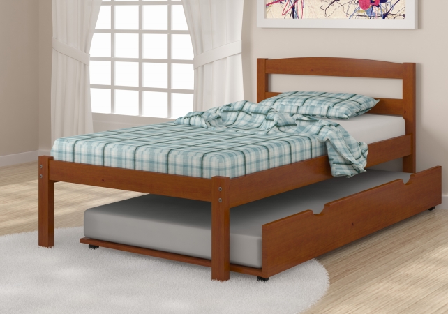 Pivot Direct PD-575TE-503E Twin Size Econo Bed with Twin Size Trundle Bed in Light Espresso