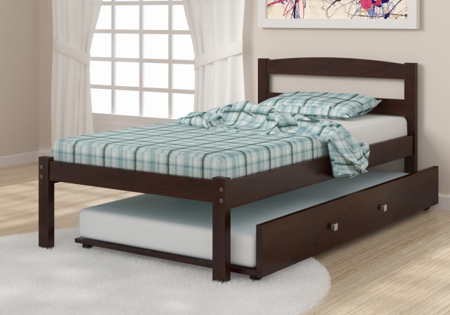 FixturesFirst PD-575TCP-503CP Twin Size Econo Bed with Twin Size Trundle Bed in Dark Cappuccino