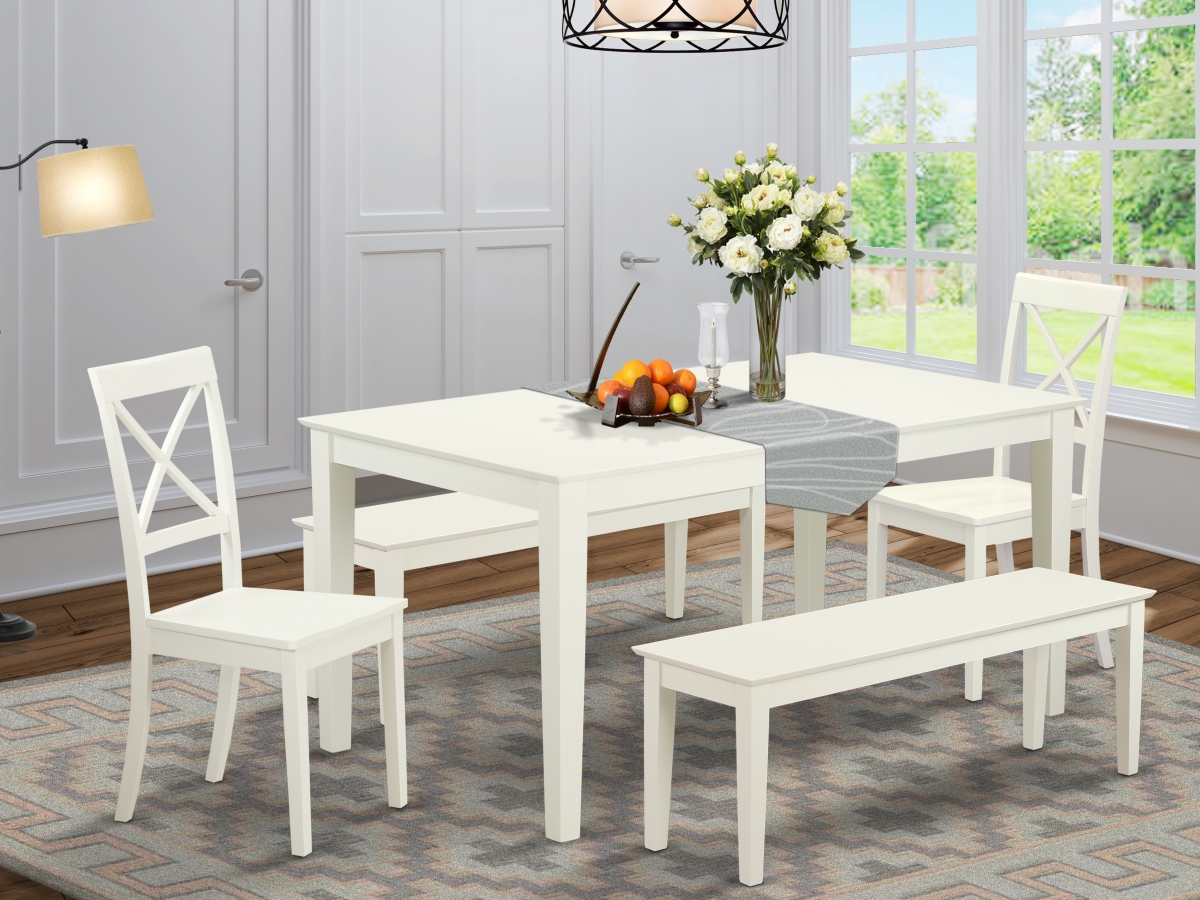 East West Furniture CABO5C-LWH-W 5 Piece Capri Dining Table Set - Linen White