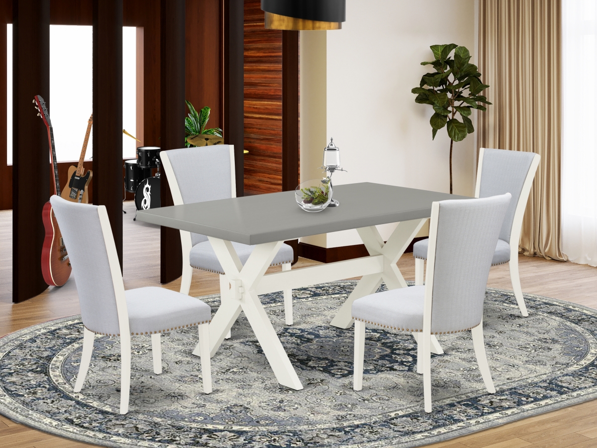 East West Furniture X096VE005-5 5 Piece X-Style Dinette Set - Linen White