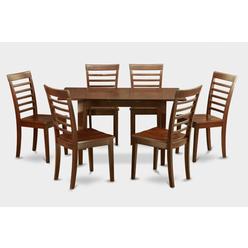 GSI Homestyles Norfolk 7PC Set with rectangular table featured 12 in Leaf and 6 wood seat chairs
