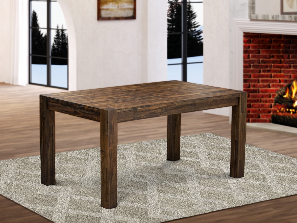 East West Furniture CN6-07-T Celina Distressed Jacobean Table Top Surface & Asian Wood Dinette Table with Wooden Legs
