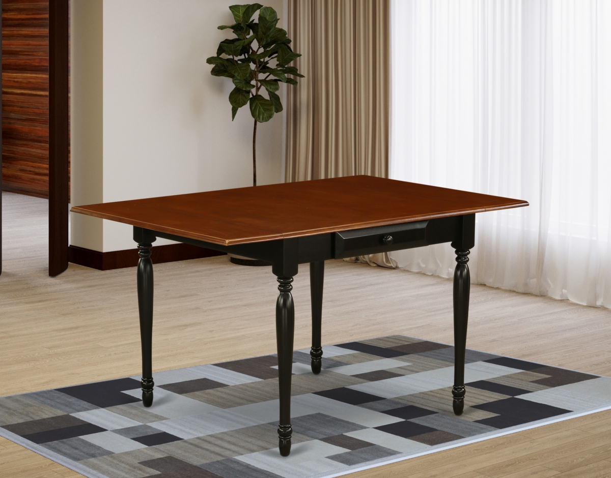 East West Furniture MZT-BCH-T 36 x 54 in. Monza Rectangular Table with 2 Drop Leaves - Black & Cherry