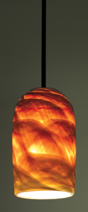 WPT Design ROSE - CYL - AM - BZ - 17 17 in. OA Drop Cylinder Contemporary Incandescent Pendant Lamp - Bronze-Amber