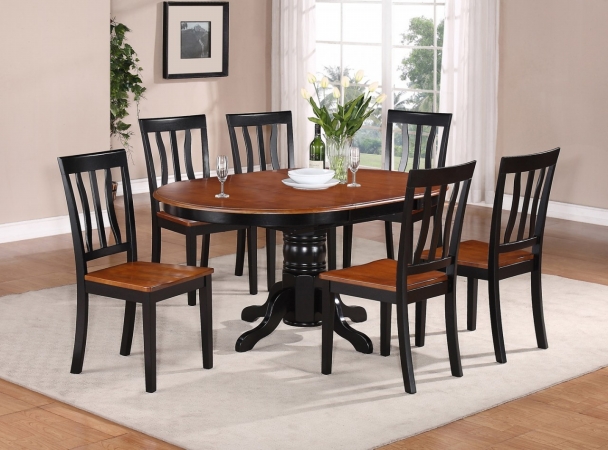 Wooden Imports Furniture LLC Wooden Imports Furniture ET5-BLK-W 5PC Easton Dining Table and 4 Wood Seat Chairs in Black & Cherry Finish