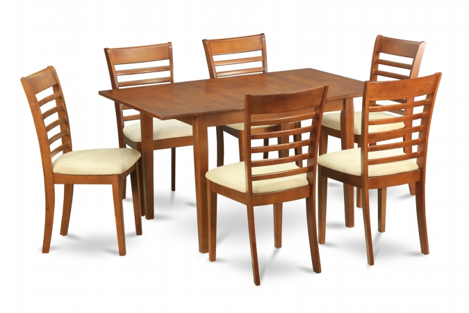 East West Furniture MILA7-SBR-C 7 Piece Kitchen Nook Dining Set-Breakfast Nook and 6 Dining Chairs In Brown