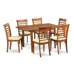 East West Furniture MILA7-SBR-C 7 Piece Kitchen Nook Dining Set-Breakfast Nook and 6 Dining Chairs In Brown