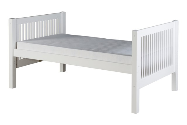 Camaflexi C1013-Wh Twin Tall Platform Bed With Mission Headboard White Finish- Twin Size Mattress