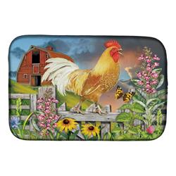 Caroline's Treasures PRS4024DDM 14 x 21 in. Yellow Rooster Greeting the Day Dish Drying Mat