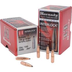 HORNADY 705016 6 mm & 0.243 in. 100 Gain Boat Tail Spire Point Bullets - Pack of 100