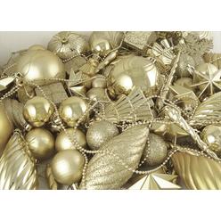 Northlight 125 Piece Club Pack Shatterproof Champagne Gold Christmas Ornaments