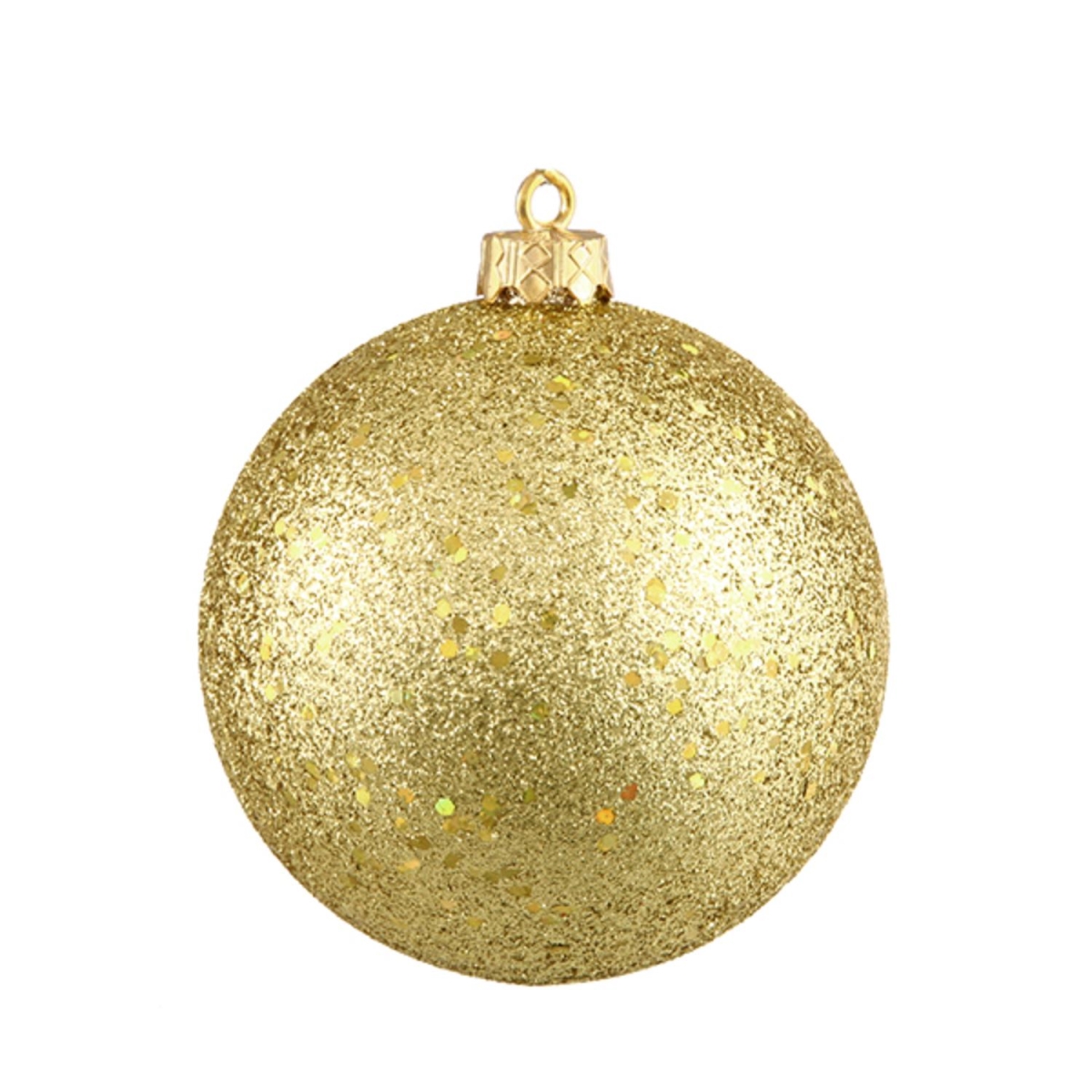 Northlight 32280553 4 in. Shatterproof Christmas Ball Ornament, Vegas Gold & Holographic Glitter