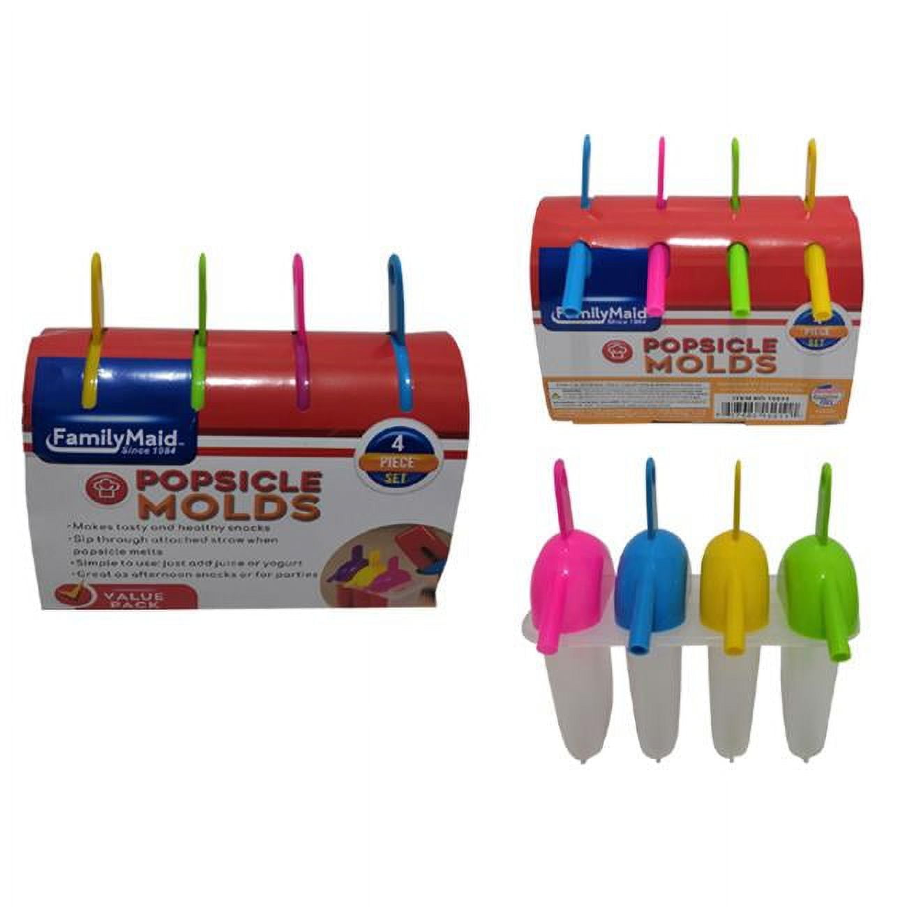 Family Maid Familymaid 15011 Ice Freezer Pop Maker - Pink&#44; Blue&#44; Green & Yellow - 4 Piece