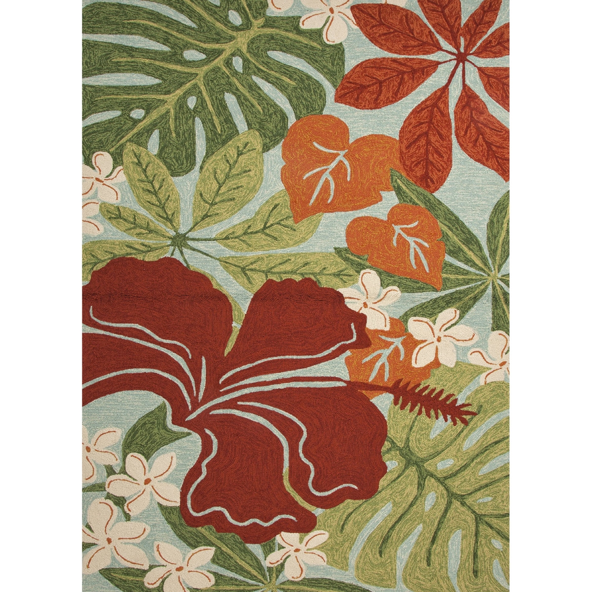 Jaipur Rugs RUG122492 Coastal Lagoon Hooked Poly Luau Design Rectangle Rug, Surf Spray - 7 ft. 6 in. x 9 ft. 6 in.