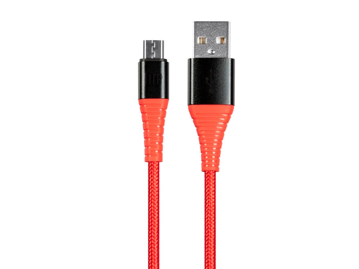 Monoprice 31193 AtlasFlex Series Durable USB 2.0 Micro B to Type-A Charge & Sync Kevlar-Reinforced Nylon-Braid Cable&#44; Red - 1.5 ft.