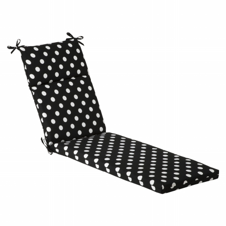 Pillow Perfect Inc . 385372 Polka Dot Black Chaise Lounge Cushion