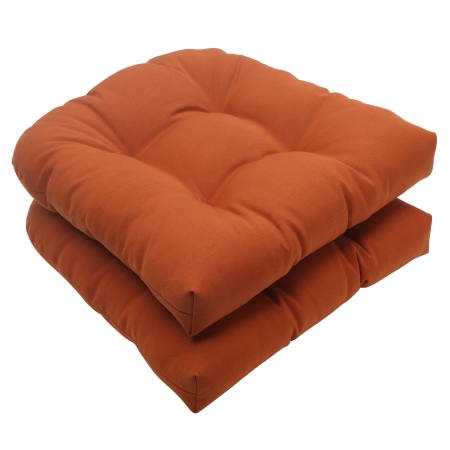 Pillow Perfect 503936 Cinnabar Burnt Orange Wicker Seat Cushion (Set of 2)