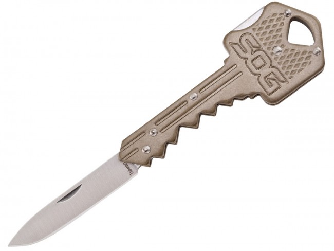 SOG-KEY102-CP 1.5 in. Straight Edge Key Folding Knife, Brass