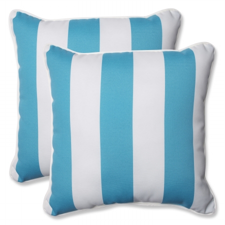ComfortCorrect Cabana Stripe Turquoise Throw Pillow 18.5 in. - Set of 2