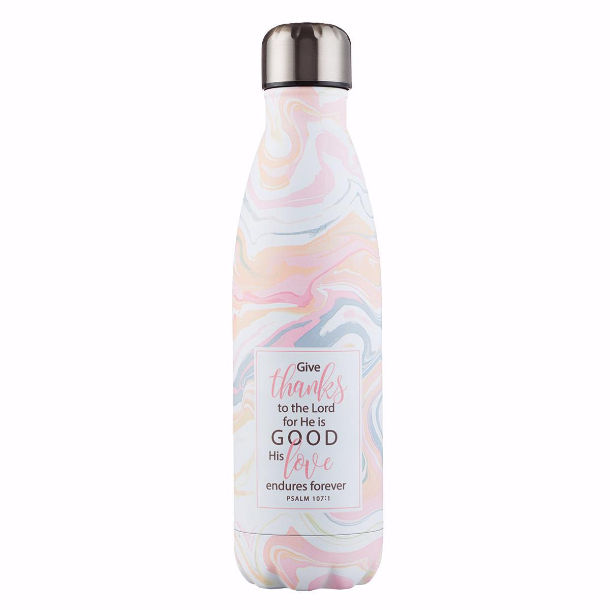 Christian Art Gifts 14481X 17 oz Give Thanks Water Bottle&#44; Marble