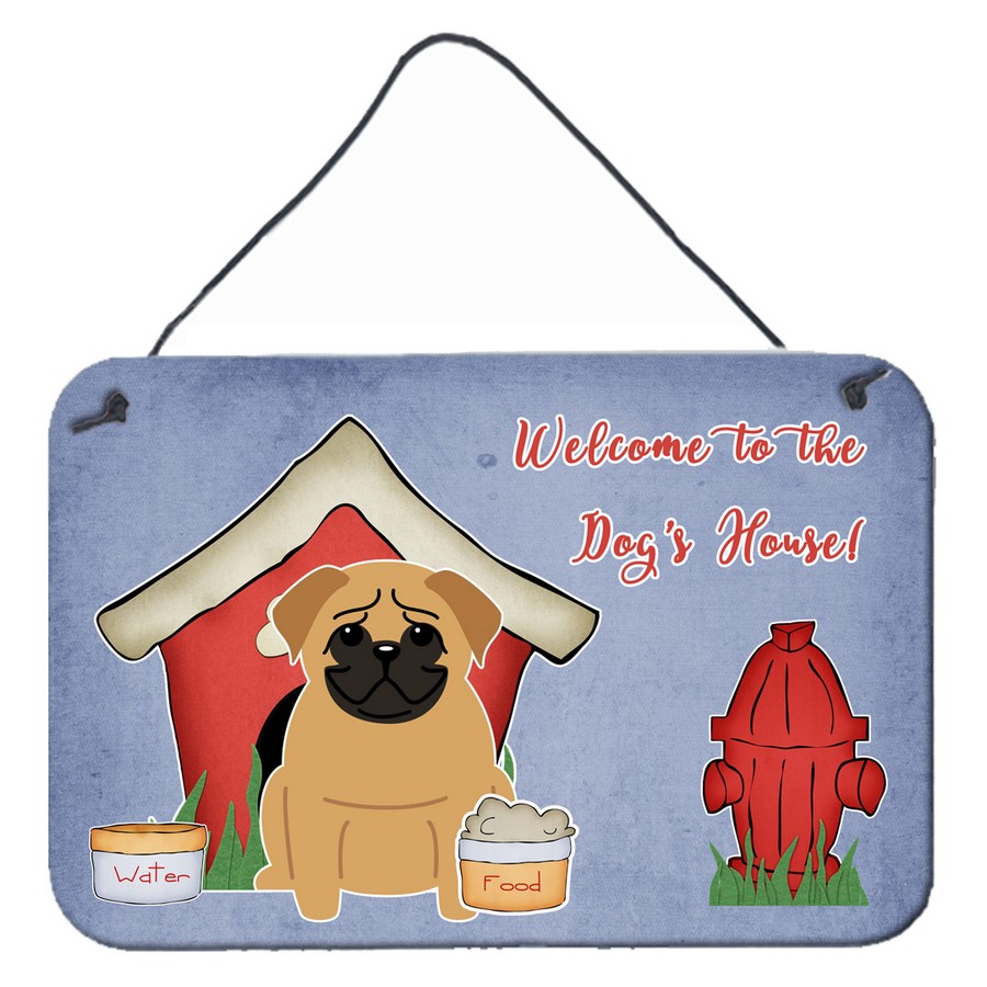 Caroline's Treasures BB2761DS812 Dog House Collection Pug Brown Wall or Door Hanging Prints