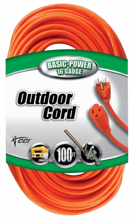 Coleman Cable 02309 100 ft. 16/3 Round Orange Extension Cord