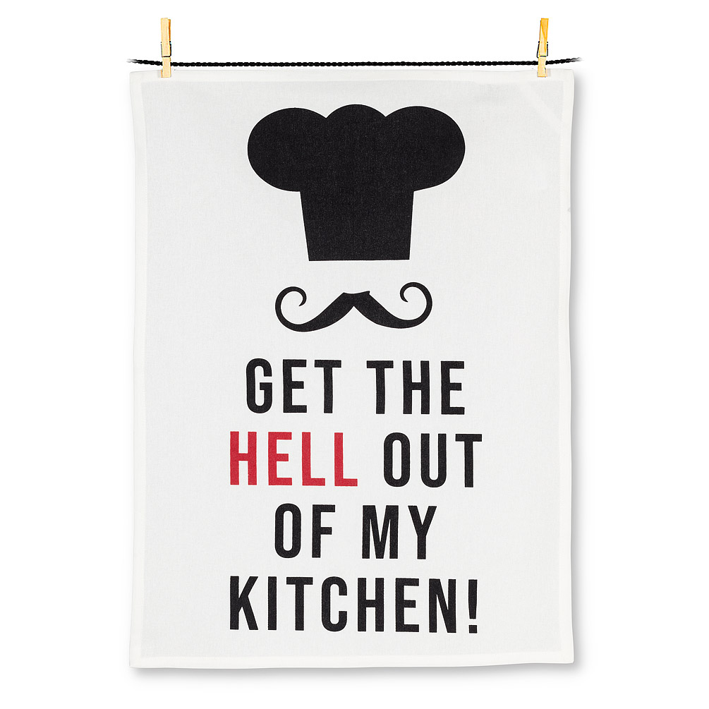 Abbott Collection AB-56-KT-AB-159 20 x 28 in. Get Out of My Kitchen Tea Towel&#44; White & Black
