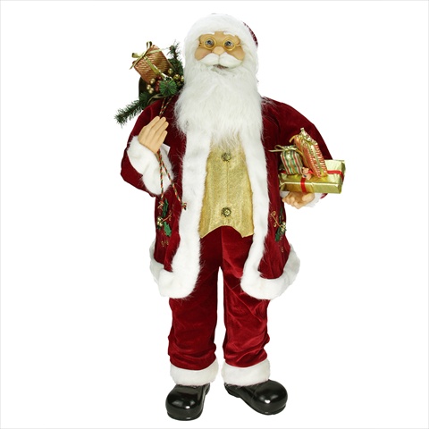 Northlight 36 in. Standing Santa Holding A Pile Of Gifts And Gift Bag