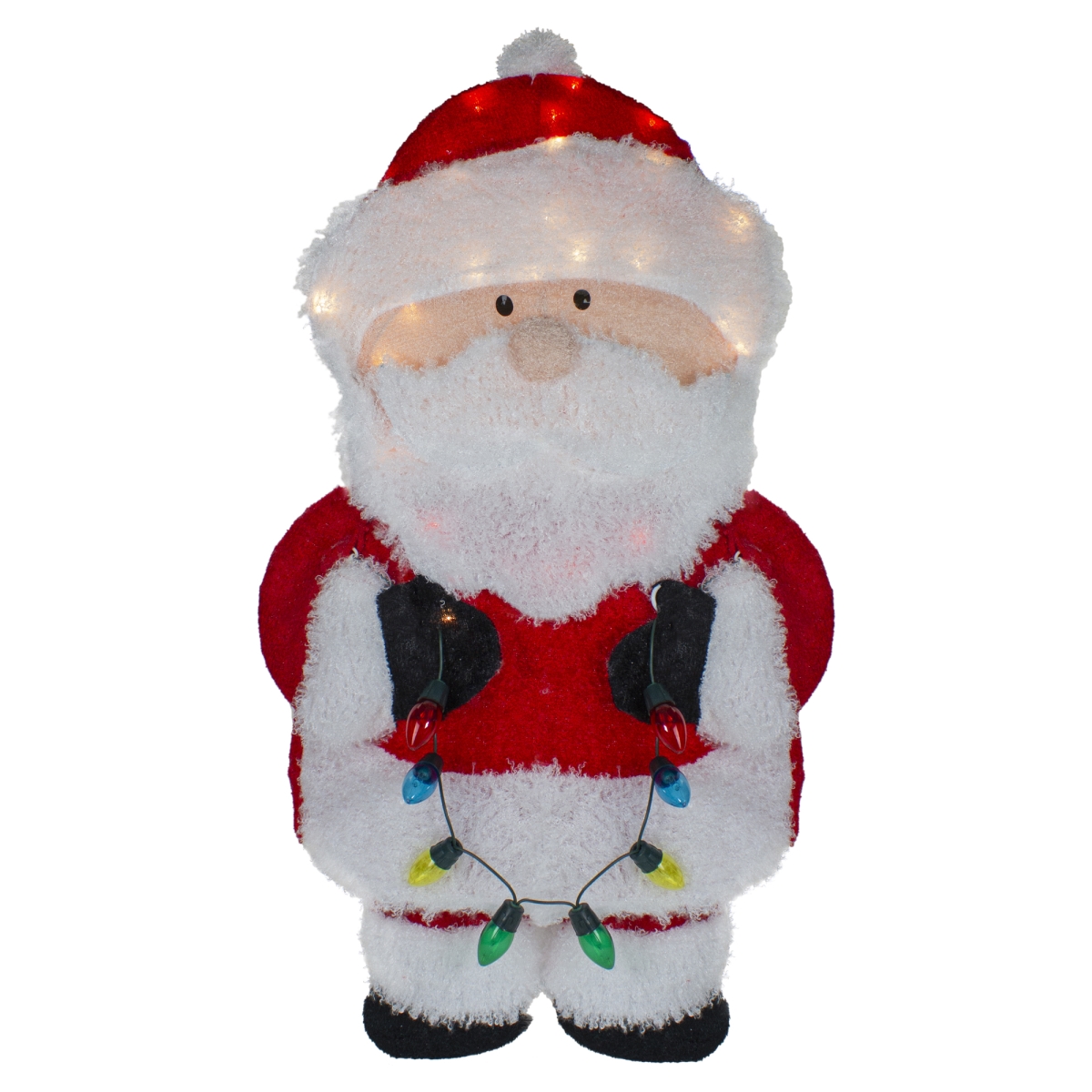 Go-Go 32 x 16 x 3 in. Lighted Chenille Santa with Lights Outdoor Christmas Decoration