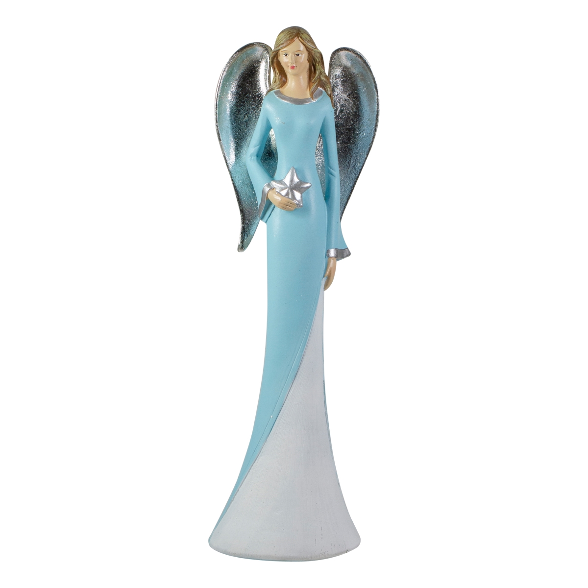 Northlight 34338766 6.5 in. Tabletop Angel Figurine Holding Star&#44; Blue & White