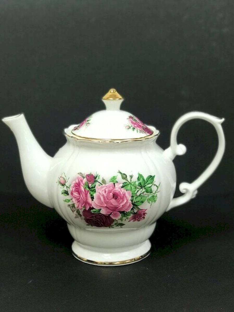 GALERA Pink & Red Roses Teapot