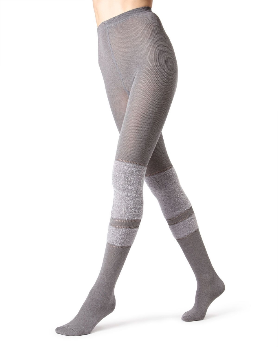 MeMoi LF5-108-02004-M-L Fuzzy Lush Sweater Tights for Womens&#44; Gray - Medium-Large