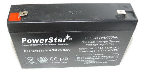 BatteryJack PS6-9-02 PowerStar 6 V 9Ah SLA Battery Replaces Gallagher S17 Solar Fence Charger