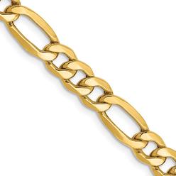 Quality Gold BC96-24 14K Yellow Gold 6.25 mm Semi-Solid 24 in. Figaro Chain