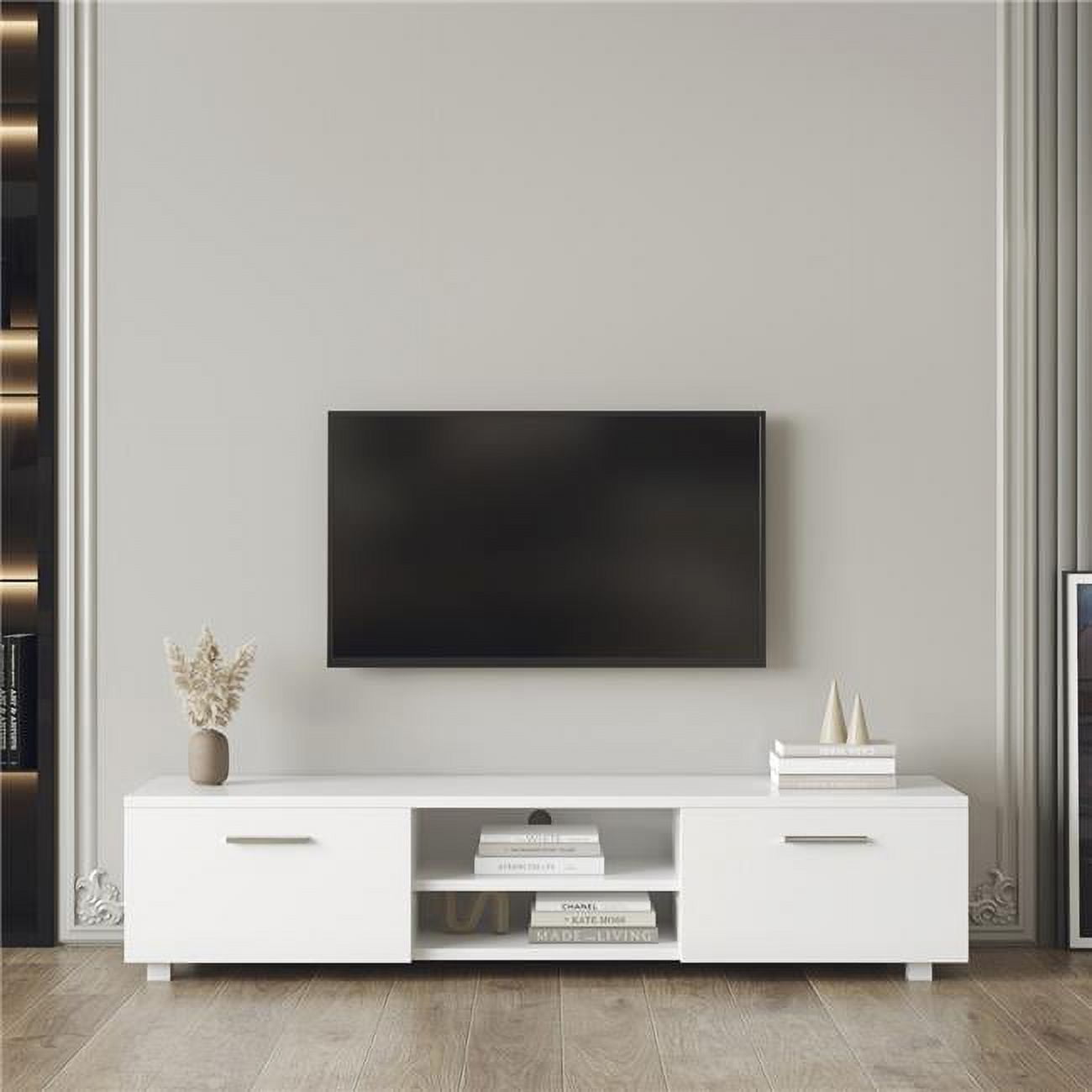 DIRECT WICKER UBS-W33129218 White TV Stand for 70 Inch TV, Media Console Entertainment Center Television Table