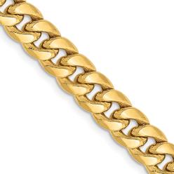 Quality Gold 10BC155-28 10K Yellow Gold 6.75 mm Semi-Solid Miami 28 in. Cuban Chain