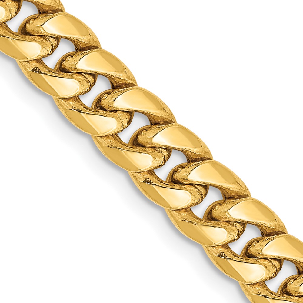Quality Gold 10BC154-28 10K Yellow Gold 6 mm Semi-Solid Miami 28 in. Cuban Chain