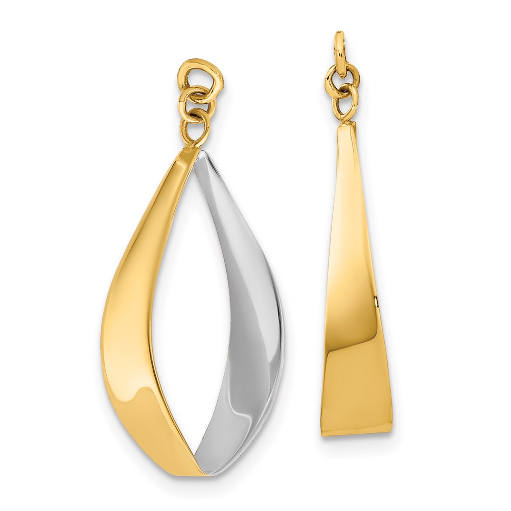 Quality Gold XY661 14K Yellow & Rhodium Polished Reversible Dangle Earring Jackets