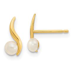 Quality Gold SE3040 14K Yellow Gold Madi K Polished 3.25 mm Freshwater Cultured Pearl Post Earrings