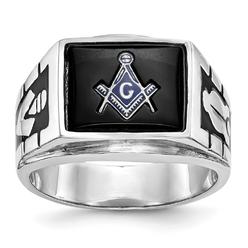 Quality Gold Y1591M 14K White Gold Mens Masonic Ring - Size 10