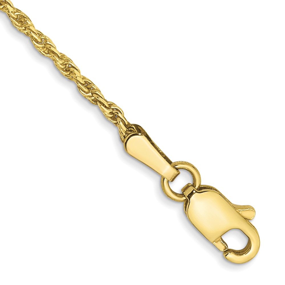 Quality Gold 10M012-8 10K Yellow Gold 1.3 mm Diamond-Cut Machine Made Rope Chain 8 in. Bracelet